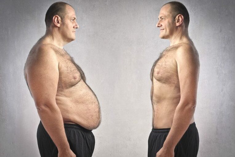 Foto eines Mannes vor und nach dem Abnehmen
